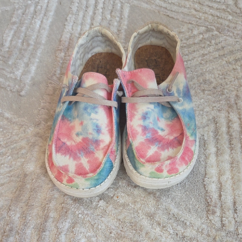 Hey Dude Wendy Tie-Dye Slip-On Sneakers - Pink & Blue